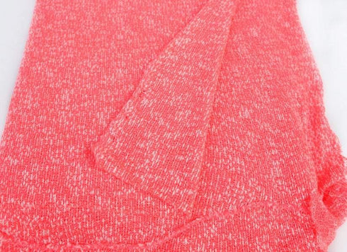 Open Weave Sweater Knit Fabric Bright Heather Neon Coral Pink and White 2 yards  OSK00138